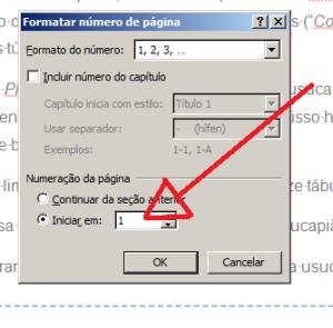 Numerando páginas no Word - Escolhendo o número inicial (você pode escolher o que desejar)