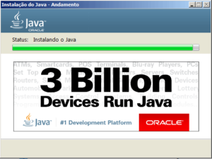 Aguarde o término da instalação do Java