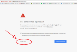 Erro ao acessar o Site Pje